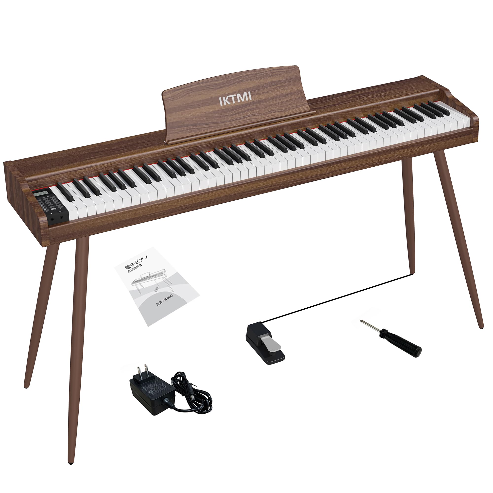 Amazon | IKTMI 電子ピアノ 88鍵盤 木製 ピアノ 88鍵 スタンド一体型